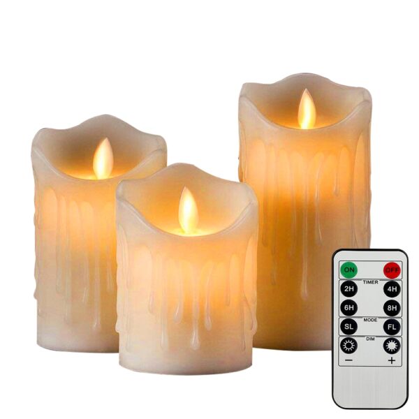 3-piece remote control LED flameless pillar candles