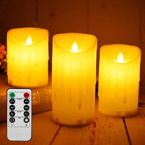 3-piece remote control LED flameless pillar candles