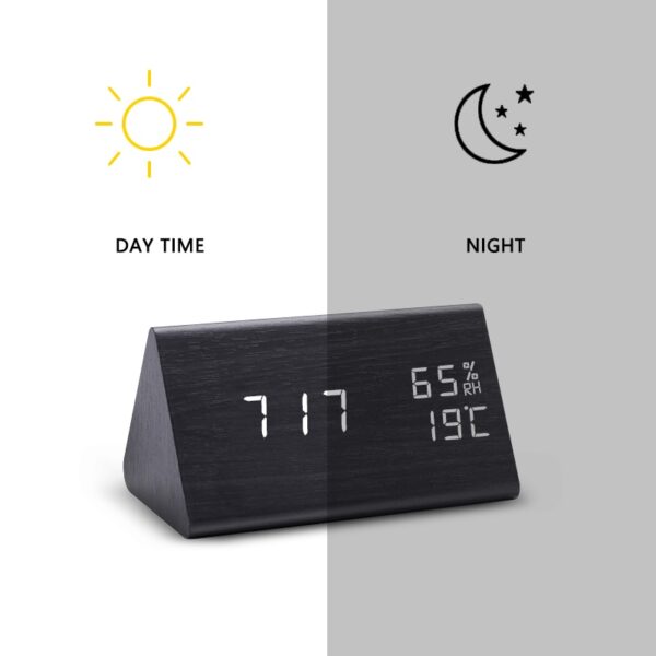 wooden LED digital alarm clock