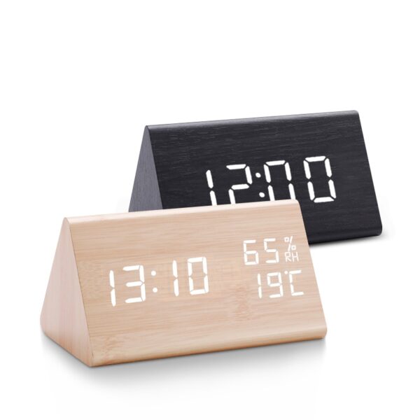 Digital alarm clock LED wooden