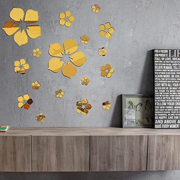18-piece 3D flower mirror wall stickers