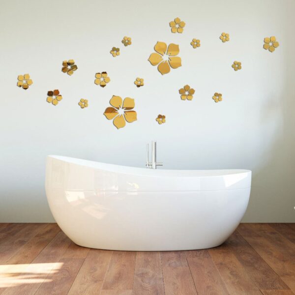 18-piece 3D flower mirror wall stickers