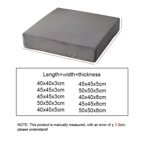 hard high density sponge cushion size chart