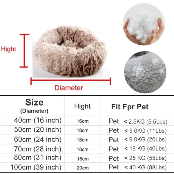 waterproof soft plush pet bed size chart