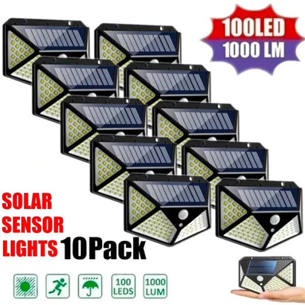 100 LED Solar Wall Lights with Motion Sensor