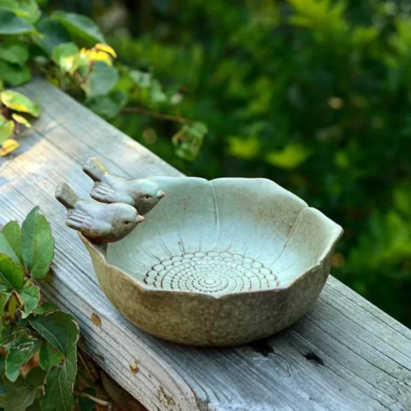 Ceramic Bird Bath Bird Feeding Tray for Outdoor Garden