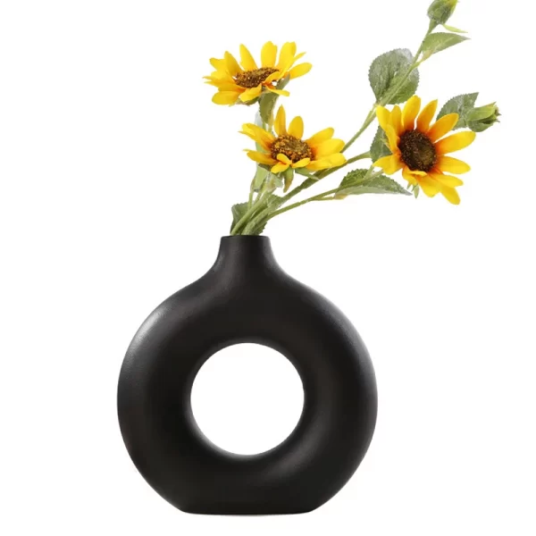 Nordic Circular Hollow Ceramic Donut Vase