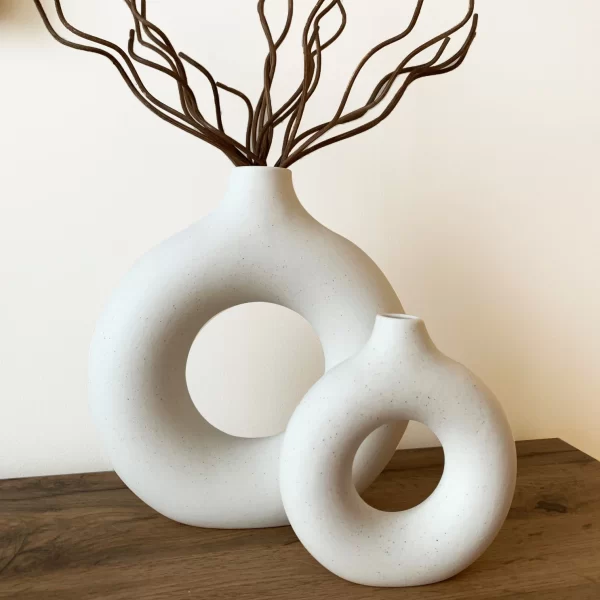 Nordic Circular Hollow Ceramic Donut Vase